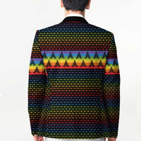 Rainbow Jesus Ah Men Christmas Blazer with Colorful Stripes and Holiday Pattern - Wonder Print Shop