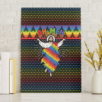 Rainbow Jesus Ah Men Christmas Canvas Wall Art with Colorful Stripes and Holiday Pattern - Wonder Print Shop
