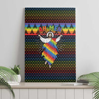 Rainbow Jesus Ah Men Christmas Canvas Wall Art with Colorful Stripes and Holiday Pattern - Wonder Print Shop
