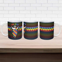 Rainbow Jesus Ah Men Christmas Ceramic Mug with Colorful Stripes and Holiday Pattern - Wonder Print Shop