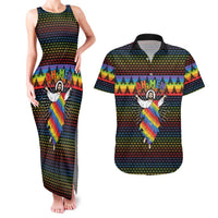 Rainbow Jesus Ah Men Christmas Couples Matching Tank Maxi Dress and Hawaiian Shirt with Colorful Stripes and Holiday Pattern - Wonder Print Shop