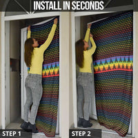 Rainbow Jesus Ah Men Christmas Door Cover with Colorful Stripes and Holiday Pattern - Wonder Print Shop