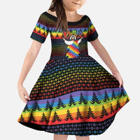 Rainbow Jesus Ah Men Christmas Family Matching Mermaid Dress and Hawaiian Shirt with Colorful Stripes and Holiday Pattern - Wonder Print Shop