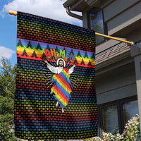 Rainbow Jesus Ah Men Christmas Garden Flag with Colorful Stripes and Holiday Pattern - Wonder Print Shop