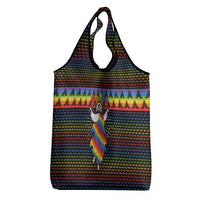 Rainbow Jesus Ah Men Christmas Grocery Bag with Colorful Stripes and Holiday Pattern - Wonder Print Shop