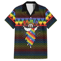 Rainbow Jesus Ah Men Christmas Hawaiian Shirt with Colorful Stripes and Holiday Pattern - Wonder Print Shop