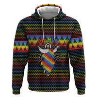 Rainbow Jesus Ah Men Christmas Hoodie with Colorful Stripes and Holiday Pattern - Wonder Print Shop