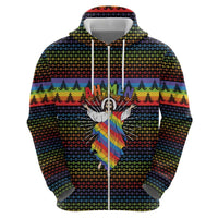 Rainbow Jesus Ah Men Christmas Hoodie with Colorful Stripes and Holiday Pattern - Wonder Print Shop