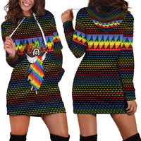 Rainbow Jesus Ah Men Christmas Hoodie Dress with Colorful Stripes and Holiday Pattern - Wonder Print Shop