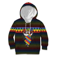 Rainbow Jesus Ah Men Christmas Kid Hoodie with Colorful Stripes and Holiday Pattern - Wonder Print Shop