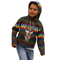 Rainbow Jesus Ah Men Christmas Kid Hoodie with Colorful Stripes and Holiday Pattern - Wonder Print Shop