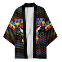 Rainbow Jesus Ah Men Christmas Kimono with Colorful Stripes and Holiday Pattern - Wonder Print Shop