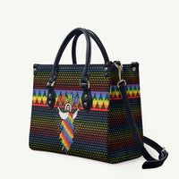 Rainbow Jesus Ah Men Christmas Leather Bag with Colorful Stripes and Holiday Pattern - Wonder Print Shop