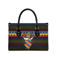 Rainbow Jesus Ah Men Christmas Leather Bag with Colorful Stripes and Holiday Pattern - Wonder Print Shop
