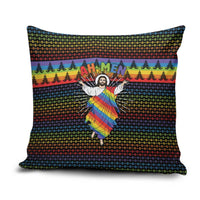 Rainbow Jesus Ah Men Christmas Pillow Cover with Colorful Stripes and Holiday Pattern - Wonder Print Shop