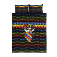 Rainbow Jesus Ah Men Christmas Quilt Bed Set with Colorful Stripes and Holiday Pattern - Wonder Print Shop