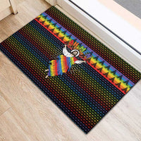 Rainbow Jesus Ah Men Christmas Rubber Doormat with Colorful Stripes and Holiday Pattern - Wonder Print Shop