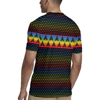 Rainbow Jesus Ah Men Christmas Rugby Jersey with Colorful Stripes and Holiday Pattern - Wonder Print Shop