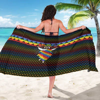Rainbow Jesus Ah Men Christmas Sarong with Colorful Stripes and Holiday Pattern - Wonder Print Shop