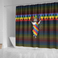 Rainbow Jesus Ah Men Christmas Shower Curtain with Colorful Stripes and Holiday Pattern - Wonder Print Shop