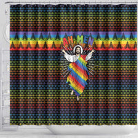 Rainbow Jesus Ah Men Christmas Shower Curtain with Colorful Stripes and Holiday Pattern - Wonder Print Shop