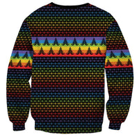 Rainbow Jesus Ah Men Christmas Sweatshirt with Colorful Stripes and Holiday Pattern - Wonder Print Shop