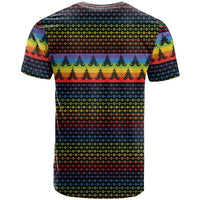 Rainbow Jesus Ah Men Christmas T Shirt with Colorful Stripes and Holiday Pattern - Wonder Print Shop