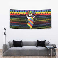 Rainbow Jesus Ah Men Christmas Tapestry with Colorful Stripes and Holiday Pattern - Wonder Print Shop