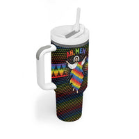 Rainbow Jesus Ah Men Christmas Tumbler With Handle with Colorful Stripes and Holiday Pattern - Wonder Print Shop