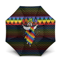 Rainbow Jesus Ah Men Christmas Umbrella with Colorful Stripes and Holiday Pattern - Wonder Print Shop