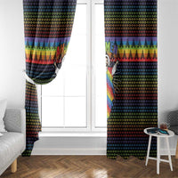 Rainbow Jesus Ah Men Christmas Window Curtain with Colorful Stripes and Holiday Pattern - Wonder Print Shop