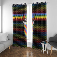 Rainbow Jesus Ah Men Christmas Window Curtain with Colorful Stripes and Holiday Pattern - Wonder Print Shop