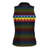 Rainbow Jesus Ah Men Christmas Women Sleeveless Polo Shirt with Colorful Stripes and Holiday Pattern - Wonder Print Shop