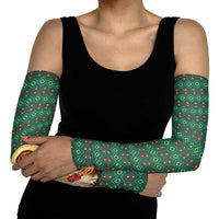 Sacred Heart Jesus Christmas Arm Sleeves with Festive Green Knit Pattern - Wonder Print Shop