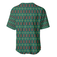 Sacred Heart Jesus Christmas Baseball Jersey with Festive Green Knit Pattern - Wonder Print Shop