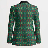 Sacred Heart Jesus Christmas Blazer with Festive Green Knit Pattern - Wonder Print Shop