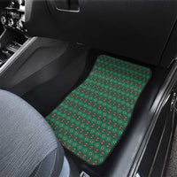 Sacred Heart Jesus Christmas Car Mats with Festive Green Knit Pattern - Wonder Print Shop