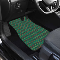 Sacred Heart Jesus Christmas Car Mats with Festive Green Knit Pattern - Wonder Print Shop