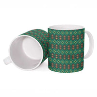 Sacred Heart Jesus Christmas Ceramic Mug with Festive Green Knit Pattern - Wonder Print Shop
