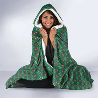 Sacred Heart Jesus Christmas Hooded Blanket with Festive Green Knit Pattern - Wonder Print Shop