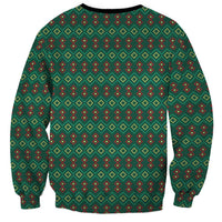 Sacred Heart Jesus Christmas Sweatshirt with Festive Green Knit Pattern - Wonder Print Shop