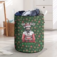 Go Jesus It's Your Birthday Christmas Laundry Basket with Presents and Festive Pattern - Wonder Print Shop