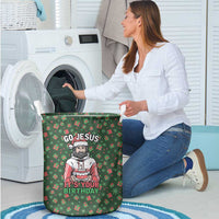 Go Jesus It's Your Birthday Christmas Laundry Basket with Presents and Festive Pattern - Wonder Print Shop