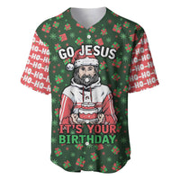 Go Jesus It's Your Birthday Christmas Baseball Jersey with Presents and Festive Pattern - Wonder Print Shop