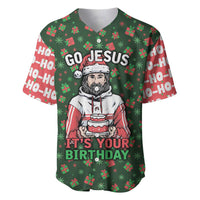 Go Jesus It's Your Birthday Christmas Baseball Jersey with Presents and Festive Pattern - Wonder Print Shop