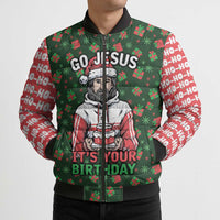 Go Jesus It's Your Birthday Christmas Bomber Puffer Jacket with Presents and Festive Pattern - Wonder Print Shop