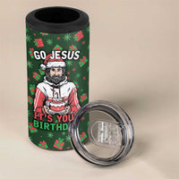 Go Jesus It's Your Birthday Christmas 4 in 1 Can Cooler Tumbler with Presents and Festive Pattern - Wonder Print Shop