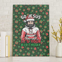Go Jesus It's Your Birthday Christmas Canvas Wall Art with Presents and Festive Pattern - Wonder Print Shop