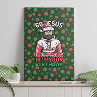 Go Jesus It's Your Birthday Christmas Canvas Wall Art with Presents and Festive Pattern - Wonder Print Shop