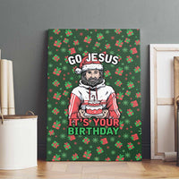 Go Jesus It's Your Birthday Christmas Canvas Wall Art with Presents and Festive Pattern - Wonder Print Shop